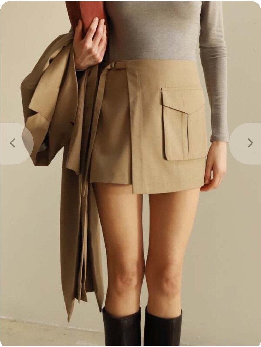ASTR The Label Cargo Wrap Pocket Mini Skirt w/ Belt Detail Side Zip Size Small